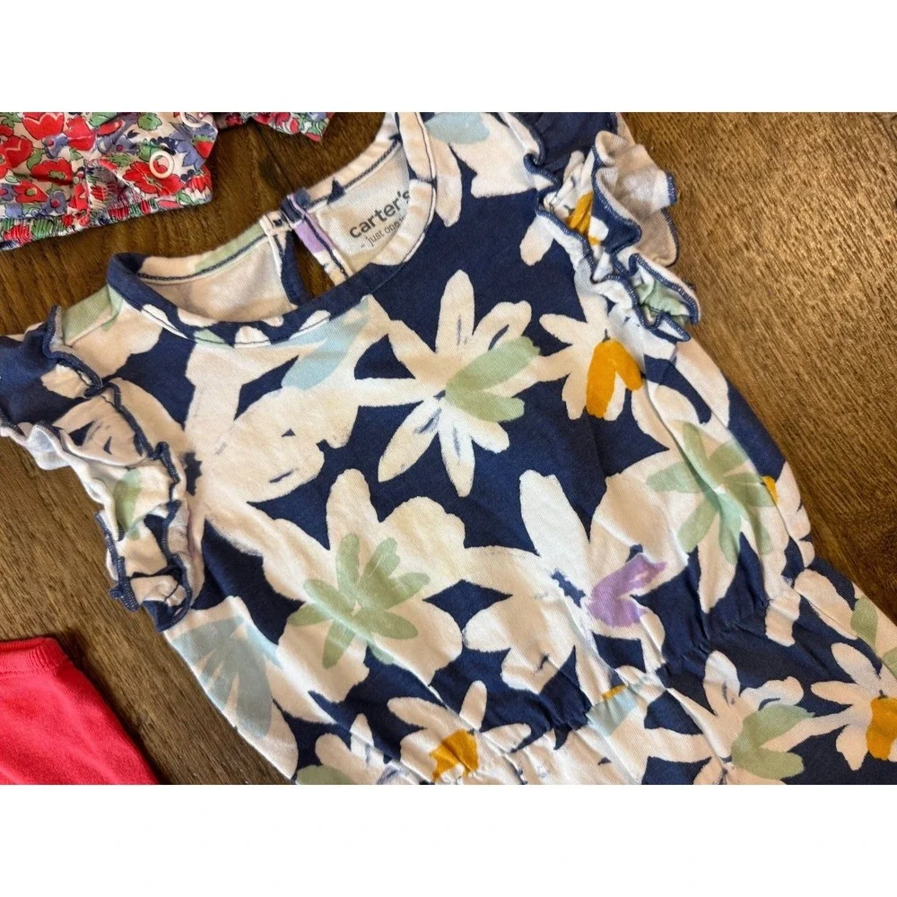 Carters‎ Baby Girl 6 Months Clothes Lot Romper Shorts Summer Outfits Flowers Big